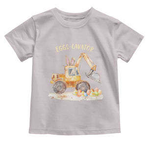 Funny Easter Day Excavator Toddler T Shirt Eggs-Cavator Bunny Construction Trucks TS11 Ice Gray Print Your Wear