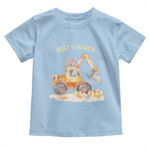 Funny Easter Day Excavator Toddler T Shirt Eggs-Cavator Bunny Construction Trucks TS11 Light Blue Print Your Wear