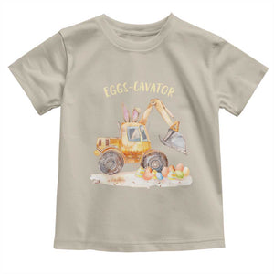Funny Easter Day Excavator Toddler T Shirt Eggs-Cavator Bunny Construction Trucks TS11 Sand Print Your Wear