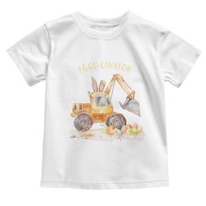 Funny Easter Day Excavator Toddler T Shirt Eggs-Cavator Bunny Construction Trucks TS11 White Print Your Wear