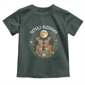 Ostara Blessing Pagan Eostre Easter Day Toddler T Shirt Spring Moon Rabbit Spring Equinox Festival TS11 Dark Forest Green Print Your Wear