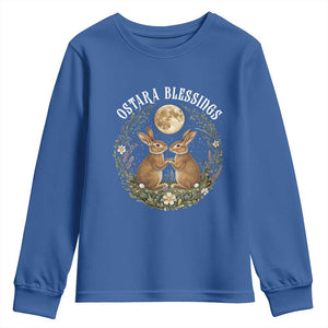 Ostara Blessing Pagan Eostre Easter Day Youth Sweatshirt Spring Moon Rabbit Spring Equinox Festival TS11 Royal Blue Print Your Wear