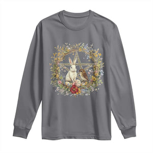 Ostara Blessing Pagan Eostre Easter Day Long Sleeve Shirt Rabbit Bird Wiccan Pentagram TS11 Charcoal Print Your Wear