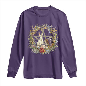 Ostara Blessing Pagan Eostre Easter Day Long Sleeve Shirt Rabbit Bird Wiccan Pentagram TS11 Purple Print Your Wear