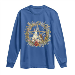 Ostara Blessing Pagan Eostre Easter Day Long Sleeve Shirt Rabbit Bird Wiccan Pentagram TS11 Royal Blue Print Your Wear