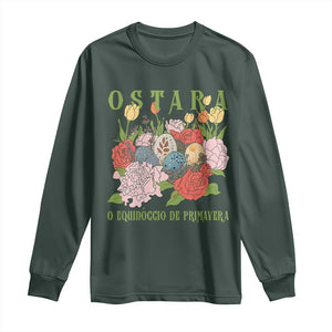 Ostara Eostre Easter Day Long Sleeve Shirt O Equinoccio De Primavera Eggs Flowers TS11 Dark Forest Green Print Your Wear