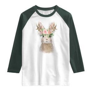Ostara Pagan Eostre Easter Day Raglan Shirt Rabbit Wolpertinger Spring Equinox Festival TS11 White Dark Forest Green Print Your Wear