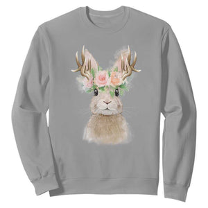 Ostara Pagan Eostre Easter Day Sweatshirt Rabbit Wolpertinger Spring Equinox Festival TS11 Sport Gray Print Your Wear