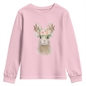 Ostara Pagan Eostre Easter Day Youth Sweatshirt Rabbit Wolpertinger Spring Equinox Festival TS11 Light Pink Print Your Wear