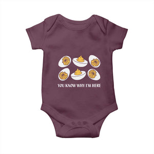 Funny Easter Day Thanksgiving Deviled Egg Baby Onesie You Know Why I'm Here TS11 Maroon Print Your Wear