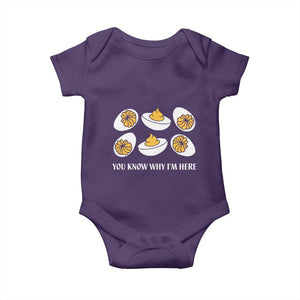 Funny Easter Day Thanksgiving Deviled Egg Baby Onesie You Know Why I'm Here TS11 Purple Print Your Wear