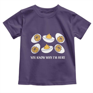 Funny Easter Day Thanksgiving Deviled Egg Toddler T Shirt You Know Why I'm Here TS11 Purple Print Your Wear