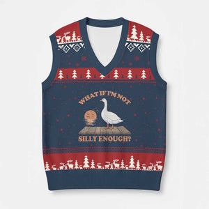 What If I'm Not Silly Enough Funny Silly Goose V-Neck Knit Sweater Vest