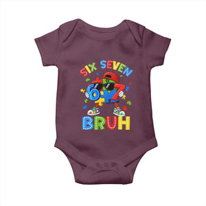 67 Autism Awareness Baby Onesie Funny Six Seven Bruh Autistic Puzzle Kids Boys TS11 Maroon Print Your Wear