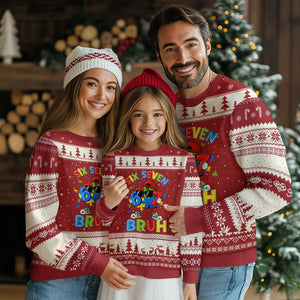 67 Autism Awareness Ugly Christmas Sweater Funny Six Seven Bruh Autistic Puzzle Kids Boys TS11 Red Beige Print Your Wear