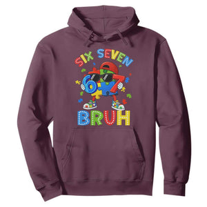 67 Autism Awareness Hoodie Funny Six Seven Bruh Autistic Puzzle Kids Boys TS11 Maroon Print Your Wear