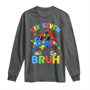 67 Autism Awareness Long Sleeve Shirt Funny Six Seven Bruh Autistic Puzzle Kids Boys TS11 Dark Heather Print Your Wear