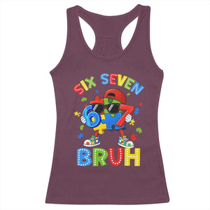 67 Autism Awareness Racerback Tank Top Funny Six Seven Bruh Autistic Puzzle Kids Boys TS11 Maroon Print Your Wear