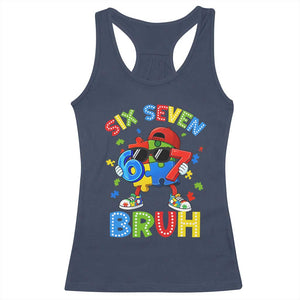 67 Autism Awareness Racerback Tank Top Funny Six Seven Bruh Autistic Puzzle Kids Boys TS11 Navy Print Your Wear