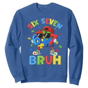 67 Autism Awareness Sweatshirt Funny Six Seven Bruh Autistic Puzzle Kids Boys TS11 Royal Blue Print Your Wear