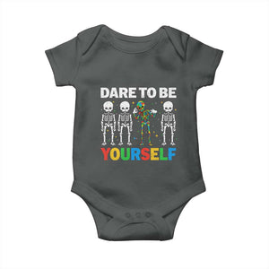 Autism Awareness 67 Baby Onesie Dare To Be Yourself Six Seven Autism Skeleton TS11 Dark Heather Print Your Wear