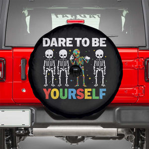 Autism Awareness 67 Spare Tire Cover Dare To Be Yourself Six Seven Autism Skeleton TS11 Black Print Your Wear