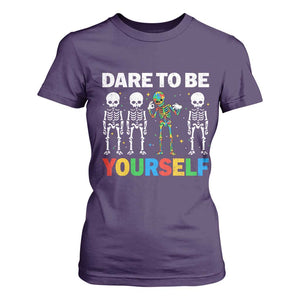 Autism Awareness 67 T Shirt For Women Dare To Be Yourself Six Seven Autism Skeleton TS11 Purple Print Your Wear