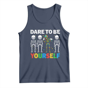 Autism Awareness 67 Tank Top Dare To Be Yourself Six Seven Autism Skeleton TS11 Navy Print Your Wear