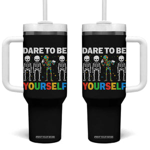 Autism Awareness 67 Tumbler With Handle Dare To Be Yourself Six Seven Autism Skeleton TS11 One Size: 40 oz Black Print Your Wear
