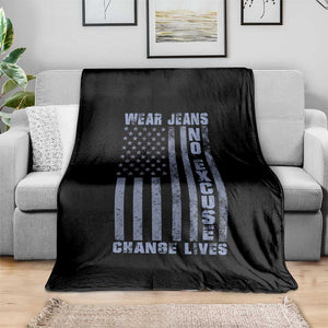 Denim Day Awareness Throw Blanket Wear Jeans No Excuse Change Lives Vintage American Flag TS11 Print Your Wear