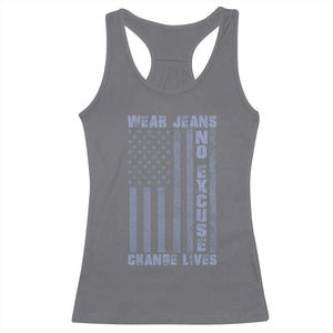 Denim Day Awareness Racerback Tank Top Wear Jeans No Excuse Change Lives Vintage American Flag TS11 Charcoal Print Your Wear