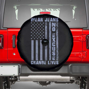 Denim Day Awareness Spare Tire Cover Wear Jeans No Excuse Change Lives Vintage American Flag TS11 Black Print Your Wear
