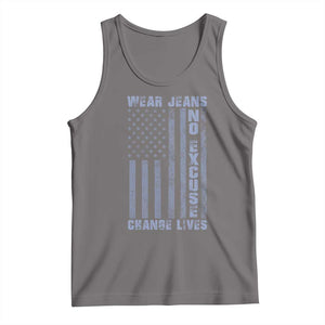Denim Day Awareness Tank Top Wear Jeans No Excuse Change Lives Vintage American Flag TS11 Deep Heather Print Your Wear