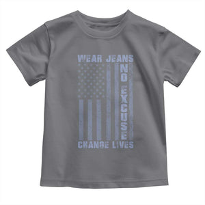 Denim Day Awareness Toddler T Shirt Wear Jeans No Excuse Change Lives Vintage American Flag TS11 Charcoal Print Your Wear