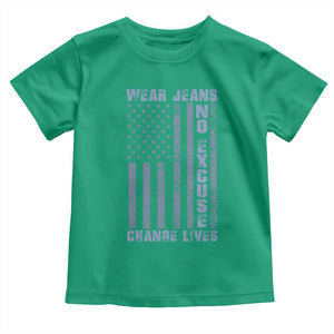 Denim Day Awareness Toddler T Shirt Wear Jeans No Excuse Change Lives Vintage American Flag TS11 Irish Green Print Your Wear