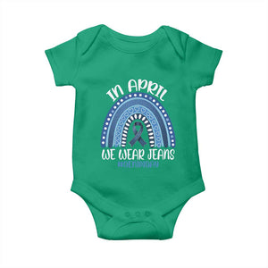 Denim Day Awareness Baby Onesie In April We Wear Jeans Rainbow TS11 Irish Green Print Your Wear