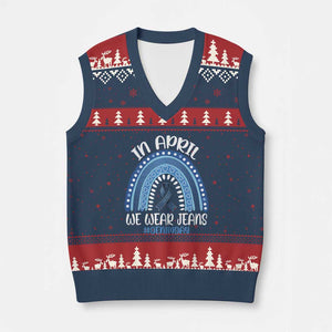 Denim Day Awareness V-Neck Knit Sweater Vest In April We Wear Jeans Rainbow TS11 Navy Red Print Your Wear