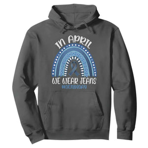 Denim Day Awareness Hoodie In April We Wear Jeans Rainbow TS11 Dark Heather Print Your Wear