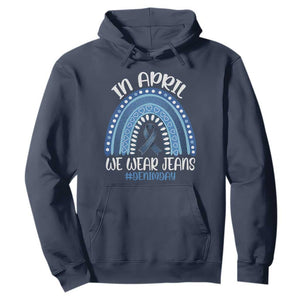 Denim Day Awareness Hoodie In April We Wear Jeans Rainbow TS11 Navy Print Your Wear