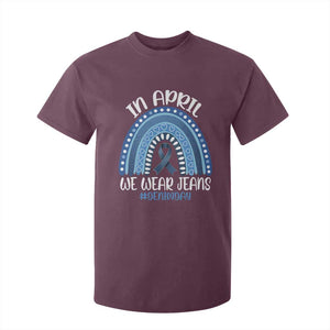 Denim Day Awareness T Shirt For Kid In April We Wear Jeans Rainbow TS11 Maroon Print Your Wear