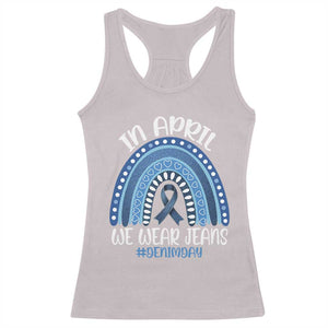 Denim Day Awareness Racerback Tank Top In April We Wear Jeans Rainbow TS11 Ice Gray Print Your Wear