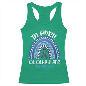 Denim Day Awareness Racerback Tank Top In April We Wear Jeans Rainbow TS11 Irish Green Print Your Wear