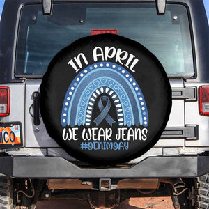 Denim Day Awareness Spare Tire Cover In April We Wear Jeans Rainbow TS11 No hole Black Print Your Wear
