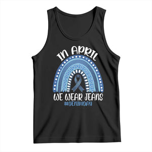 Denim Day Awareness Tank Top In April We Wear Jeans Rainbow TS11 Black Print Your Wear