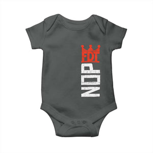 No Kings Protest Nope Funny Political Satire Baby Onesie TS11 Dark Heather Print Your Wear