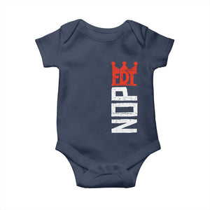 No Kings Protest Nope Funny Political Satire Baby Onesie TS11 Navy Print Your Wear