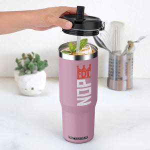 No Kings Protest Nope Funny Political Satire Flip Straw Tumbler TS11 One Size: 30 oz Light Pink Print Your Wear
