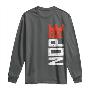 No Kings Protest Nope Funny Political Satire Long Sleeve Shirt TS11 Dark Heather Print Your Wear