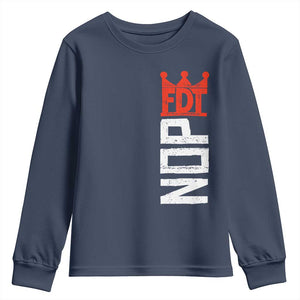 No Kings Protest Nope Funny Political Satire Youth Sweatshirt TS11 Navy Print Your Wear