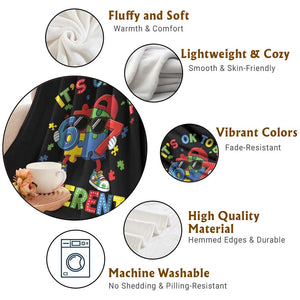 Six Seven Autism Awareness Throw Blanket It Is Ok To Be Different 67 Meme Puzzle TS11 Print Your Wear